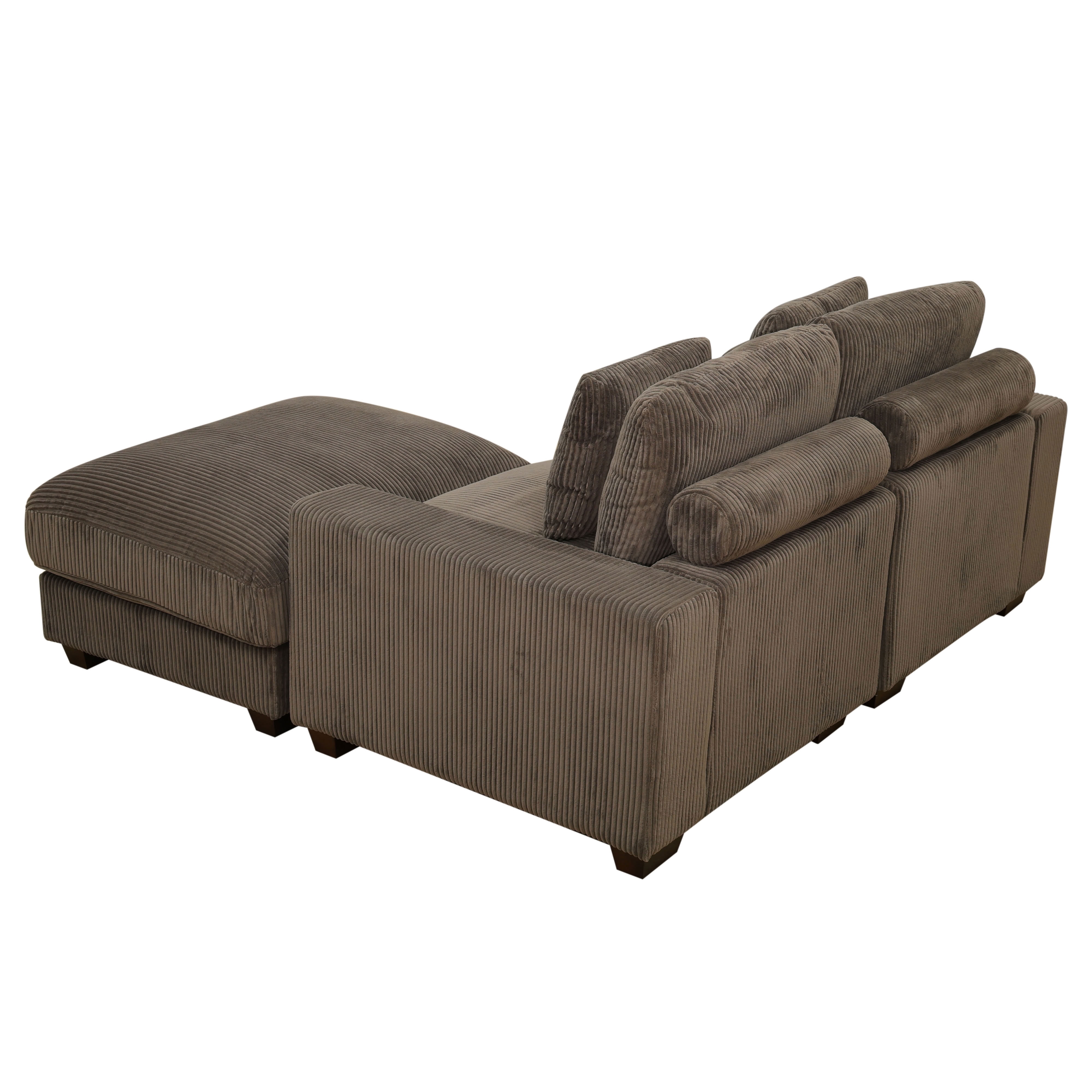 MAYEERTY Modular L-Shaped Sectional Sofa Set, Upholstered Couch with Ottoman & Anti-Insect Solid Wood Frame, for Living Room Family Room Apartment, Brown