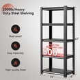 thumbnail image 3 of Welfiya 5-Tier Garage Shelving,24"W Storage Shelves,2500LBS Heavy Duty Shelving, Adjustable Metal Shelving Units for Storage Rack for Shed Warehouse Basement, Black,24"W x 16"D x 63"H, 3 of 10