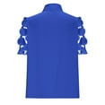 thumbnail image 5 of Ayolanni V-Neck Long Workout Tops for Women Blue Short Sleeve Puff Solid Blouses Ladies Tops and Blouses S, 5 of 6