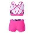 thumbnail image 3 of YONGHS Girls Rash Guard Swimwear Crisis Cross Tank Top with Shorts 2 Piece Gymnastics Sports Outfits Rose Red 14, 3 of 7