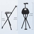 thumbnail image 2 of Happydeer Walking Stick Chair 2 in 1 Portable Seat Chair 3.3lbs Lightweight Folding Crutch Stool with Cane for Senior Elderly Camping Hiking, Black, 2 of 7