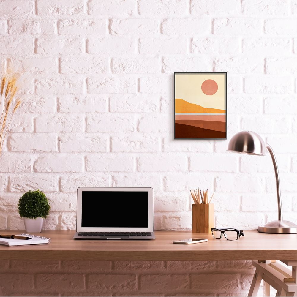 Stupell Industries Abstract Beach Landscape Bold Sun Color Block Framed Wall Art Design by Victoria Borges