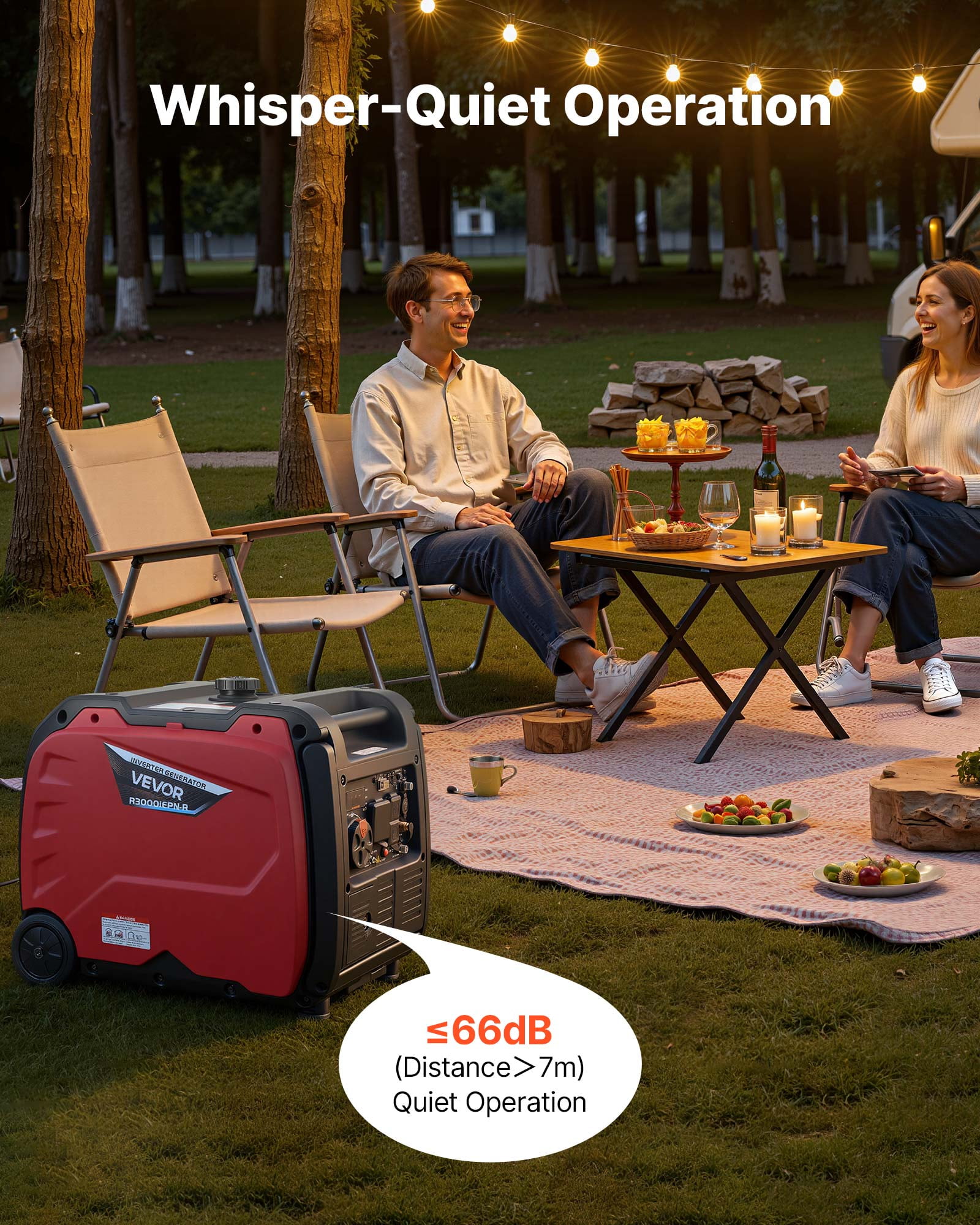 VEVOR Inverter Generator, 4200W Peak Watt Quiet Inverter Generator, Dual Fuel Inverters Generators for Home Outdoor, Gas & LPG Powered, Stable Power, CO Sensor, RV Ready 8.3A Outlet, Long Run Time