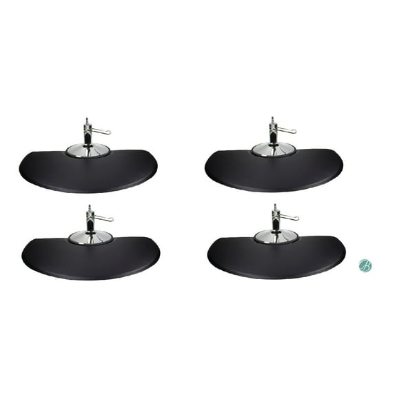 Berkeley Semi-Circle Salon Mat 3' x 5' EXTRA-THICK (Set of 4) BLACK Anti-fatigue Mat for Salon or Barber Shop