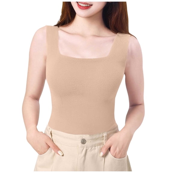 Enridrech Women's Square Neck Tank Top Sleeveless Short Crop Tops Comfortable Summer Camisole Clothes for Women