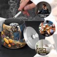 thumbnail image 6 of Elephant Flowers and Moon Butterflies Ashtray with Lid Smell Proof Cigarette Ashtray Stainless Steel Smokeless Ash Holder for Indoor Outdoor, 6 of 7