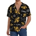thumbnail image 7 of Lsque Hohey Bee Golden Embroidery print Men's Cuban Collar Short Sleeve Shirt Summer Beachwear Casual Button Down Fashionable Vacation Leisure Shirt-X-Large, 7 of 7