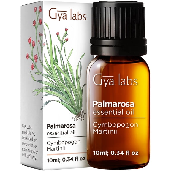 Gya Labs Palmarosa Essential Oil for Diffuser - 0.34 Fl Oz - 100% Pure Natural Palmarosa Oil for Skin, Aromatherapy, Massage, Candle Making Scent