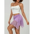 thumbnail image 4 of LMLYSoH Womens Short Skirts Floral Lace Sheer Asymmetric Frill Hem Soft Lined Waist Ruched Mini Low Rise Skirts, 4 of 7
