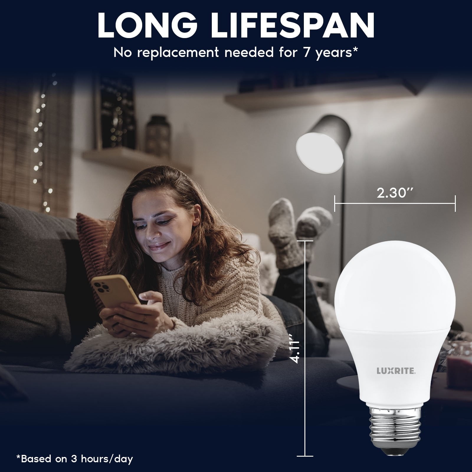 Luxrite A19 LED Light Bulb 9.5W=75W 4000K 1100 Lumens Non-Dimmable E26 Base Enclosed Fixture Rated Damp Rated ETL 48-Pack