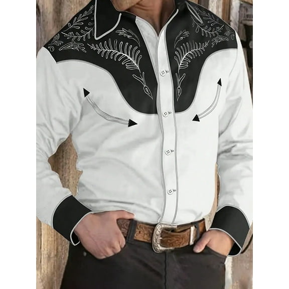DCDany Mens Long Sleeve Shirt Button up Slim fit Vintage Shirts Western Tops Polo Shirt Brown XL