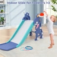 thumbnail image 2 of Ealing Indoor Toddler Slide for Ages 1-3,4 in 1 Baby Slide Climber Playset with Basketball Hoop and Ball,Blue, 2 of 10