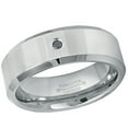 thumbnail image 2 of 0.05ct Black Diamond Tungsten Ring - 8mm Polished Beveled Tungsten Carbide Wedding Ring Mens Anniversary Band - #189s13, 2 of 3
