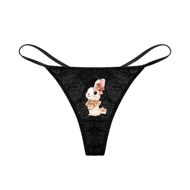 Sexy G-String Thongs for Women Cotton Panties T-back Tangas Rabbit Pattern Sticker Low Rise Underwear
