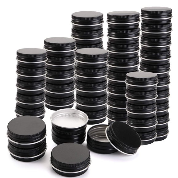 Contenedores de lata de almacenamiento Foraineam, paquete de 100 unidades, 15 ml, aluminio negro