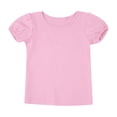thumbnail image 3 of Miaeowve little Girls Summer Cotton T-shirt Short Puff Sleeve Round Neck Basic Tee Blouse Top Pink 5T, 3 of 5
