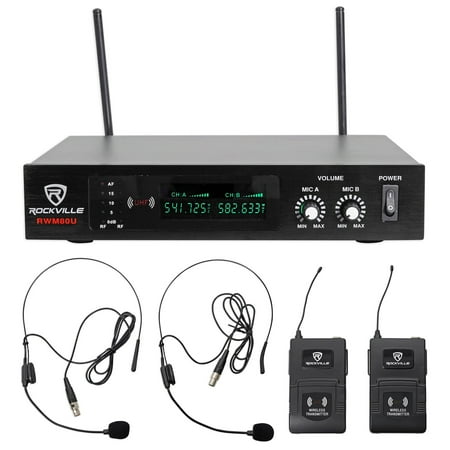 Rockville RWM80U Dual UHF Headset & Guitar Wireless Microphone System (Best Mic For Classical Guitar Live)