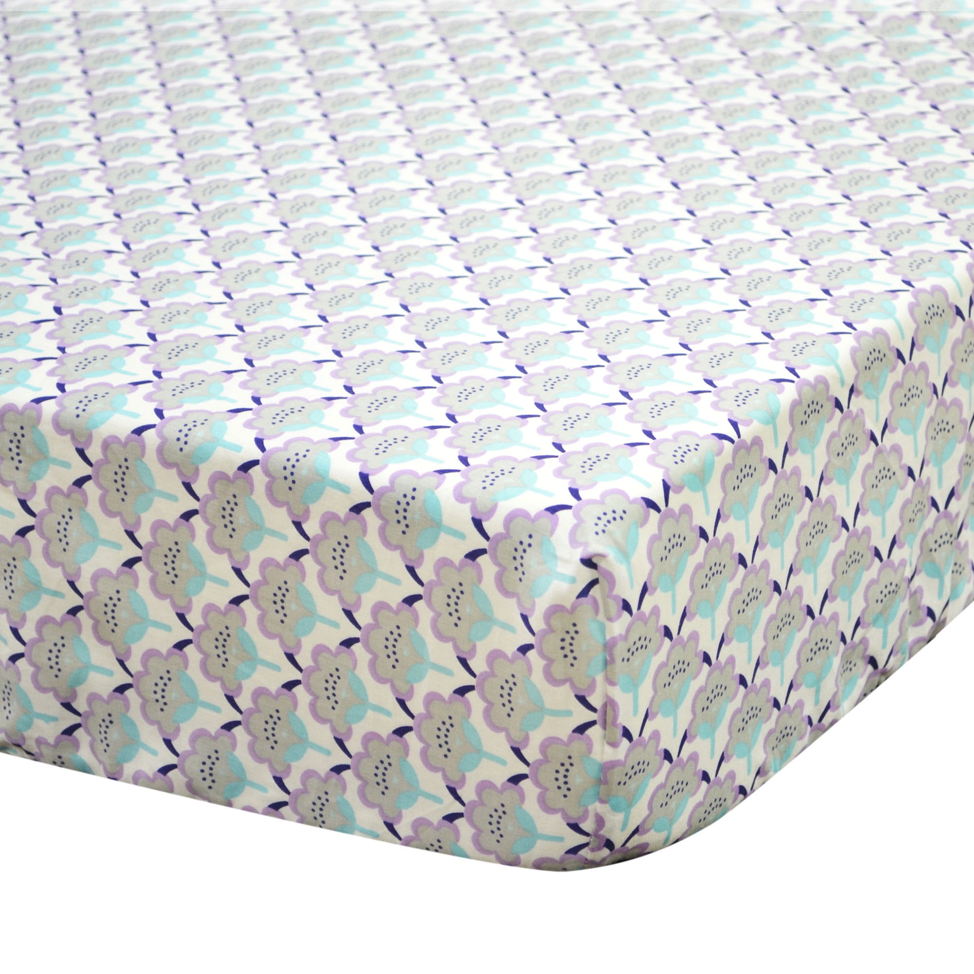 The Peanut Shell Baby Girl Crib SHeet -Scallop Floral Zoe Collection by The Peanut Shell