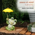 thumbnail image 3 of Alpine Corporation 12"H Sitting Jolly Frog with Yellow Umbrella Statue, 3 of 12