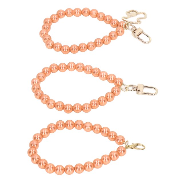 Llavero De Perlas, Hebilla De Metal De 10 Mm Cordón De Muñeca De Mano De Perlas 3 Estilos 3 Piezas Bordes Más Suaves Alto Brillo Para Estuches De Teléfonos Octpeak Rosa