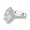 thumbnail image 5 of Bow Jewelry 14K White Gold Plated Wedding Teardrop Ring - Pear Cut 1.97 Ct Moissanite Ring - Wonderful Engagement Halo Ring - Wedding Bridesmaid Gift - Party Wear Moissanite Ring, 5 of 9
