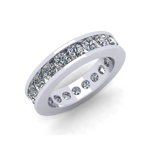 Natural 3.00Ct Round Cut Diamond Classic Channel Set Women's Anniversary Wedding Eternity Band Ring Solid 950 Platinum F VS2