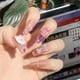 thumbnail image 1 of Uñas acrílicas adhesivas, 24 piezas, diseño de ataúd falso en color rosa y negro, 1 of 5