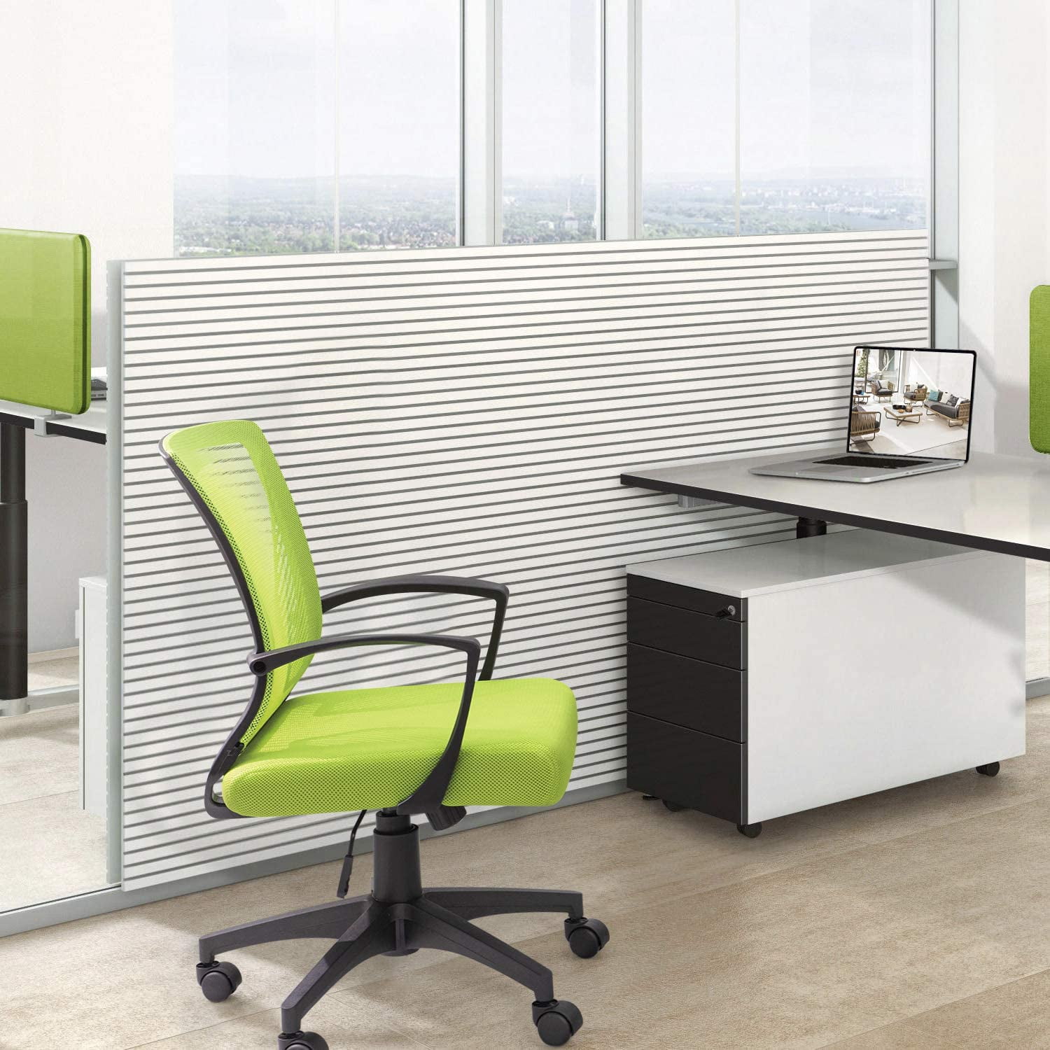 Homall Mid Back Office Chair Computer Ergonomic Mesh Chair Adjustable Mesh Chair with Armrest, Cyan