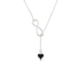 thumbnail image 2 of Delight Jewelry Silvertone Small Long Black Heart Silver tone Elegant Infinity Lariat Necklace, 2 of 4