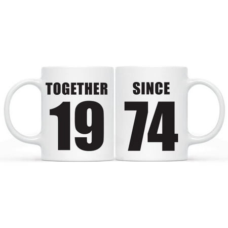 

CTDream 11oz. Wedding Anniversary Coffee Mug Gift Together Since 1974 2-Pack Unique Christmas Birthday Valentine s Day Couple Gifts for Him Her Boyfriend Girlfriend Wife Husband