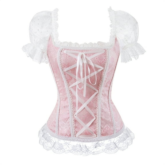 Grebrafan Corset Gothic Punk Bustier Women Off Shoulder Rose M