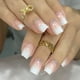 thumbnail image 4 of 24 Uds uñas postizas cubierta completa uñas postizas elegante Rosa gradiente brillo uñas cortas francesas ataúd uñas postizas cortas prensa en las uñas, 4 of 4