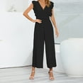 thumbnail image 2 of Ausyst Wide Leg Jumpsuits for Women Fashion Summer Solid Casual Ruffle Sleeveless Suspender Jumpsuit Summer Baggy Rompers Clearance, 2 of 6