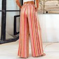 thumbnail image 5 of Mifsaly Womens Lounge Pants Colorful Striped Casual Palazzo Trousers High Waist Drawstring Elastic Waist Summer Beach Flowy Lounge Pants with Pockets Orange,M, 5 of 6