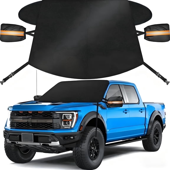 EVLIVE Winter Windshield Cover for Snow,Frost & Ice,73x45 Inches,For large vehicles like trucks and SUVs,Black
