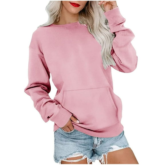ShomPort Womens Long Sleeve Sweatshirts Crewneck Slim Pullover Casual Comfy Fall Clothes