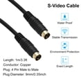 thumbnail image 4 of Cable de video S Uxcell de 3.3 pies, con conector macho a macho de 4 pines Mini DIN con revestimiento dorado, 4 of 5