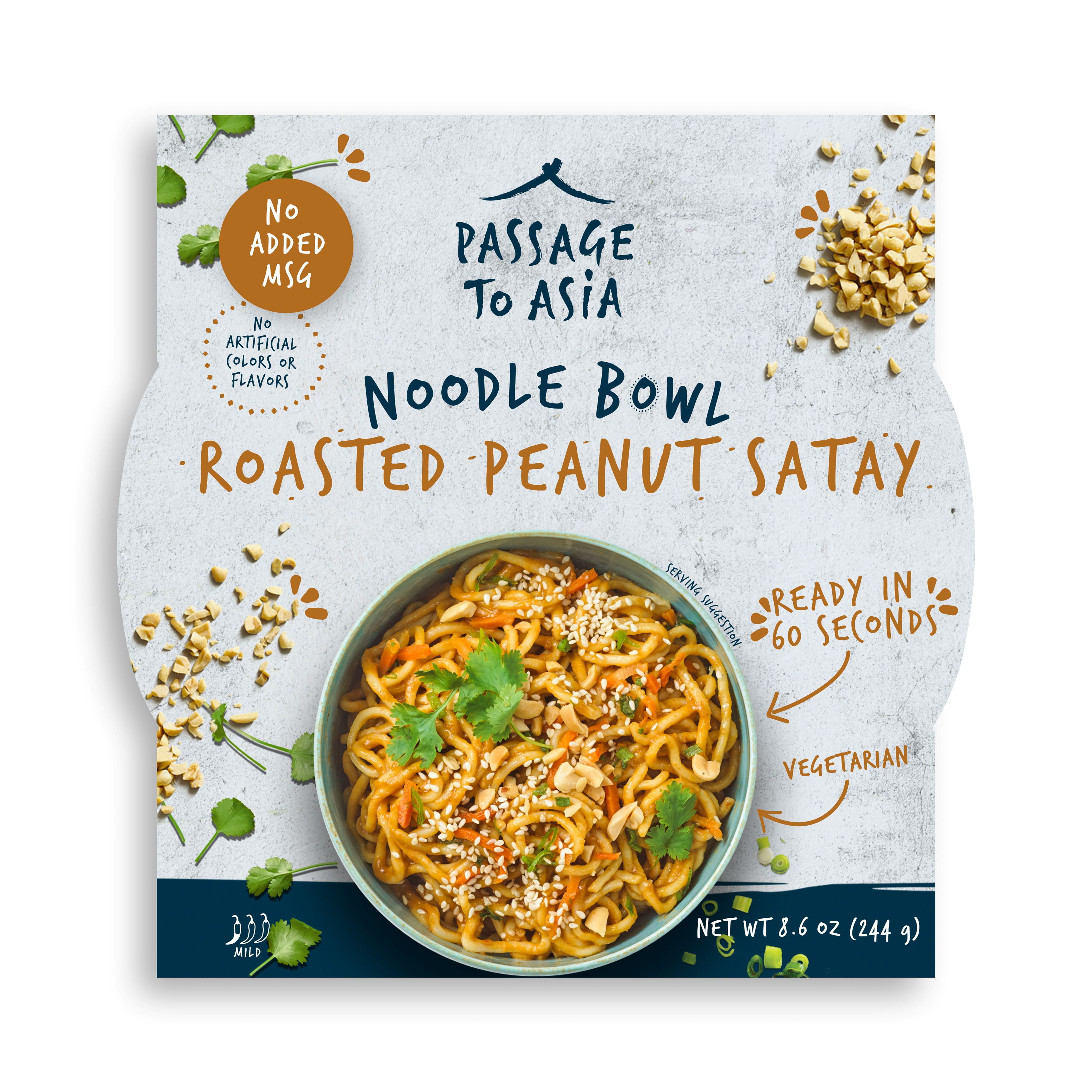 (4 pack) Passage to Asia Peanut Noodle Bowl, 8.6 oz, Shelf Stable