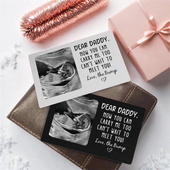 Daisyco Gifts Custom Ultrasound Photo Metal Wallet Card New Baby Sonogram Keepsake Pregnancy Reveal Gift For Dad