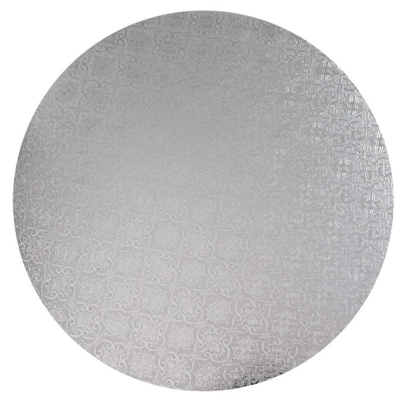 O'Creme Silver Wraparound Cake Pastry Round Drum Board 1/4 Inch Thick, 14 Inch Diameter - Pack of 10