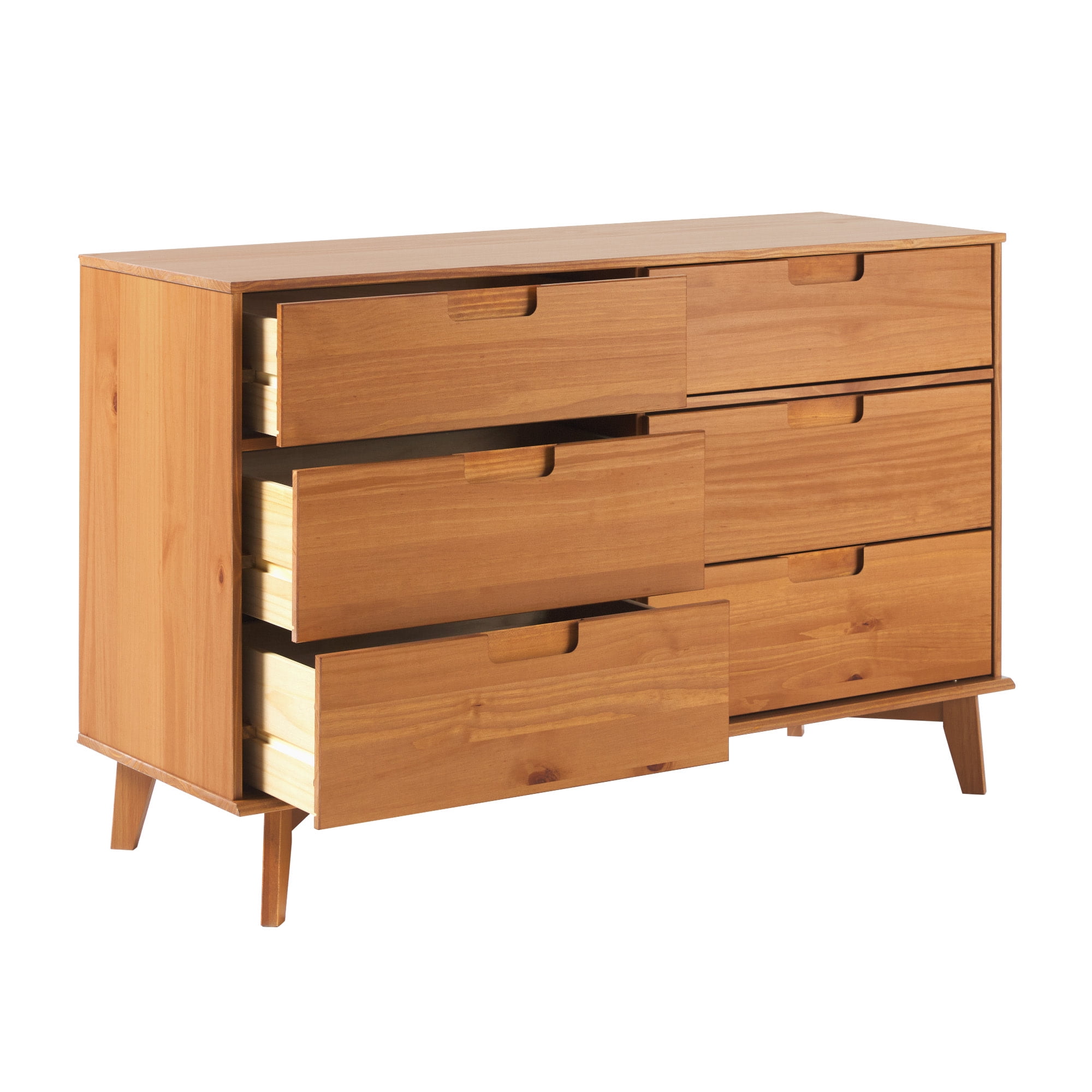 Walker Edison Sonoma 6-Drawer Solid Wood Caramel Dresser