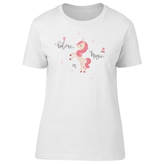 Believe In Magic Pink Unicorn Tee Women's -Image by Shutterstock