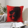 thumbnail image 6 of Fotbe Minimalist Skull Red Pattern Velvet Decorative Throw Pillow Covers with Elegant Piping, Soft Plush Cushion Cover for Sofa, Bed, Car, Office-16"x16", 6 of 8