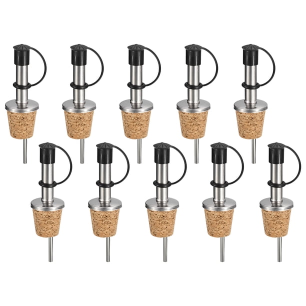 10Pcs Vertedor de aceite de oliva con tapas de polvo de goma, tapones de corcho para la mayoría de las botellas de licor