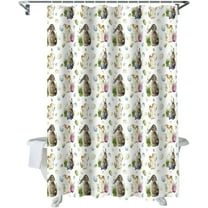 Easter Shower Curtain Watercolor Bunny Shower Curtains for Bathroom Decor Easter Eggs Bath Curtains Sets for Spring Easter Bathroom Decor Fabric Waterproof Standard 72" X 72"