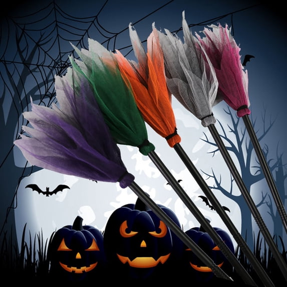 Broom Toy Colorful Decorative Increase Atmosphere Novelty Flexible Disassembly Widely Application Plastic Children Witch Broom for Halloween