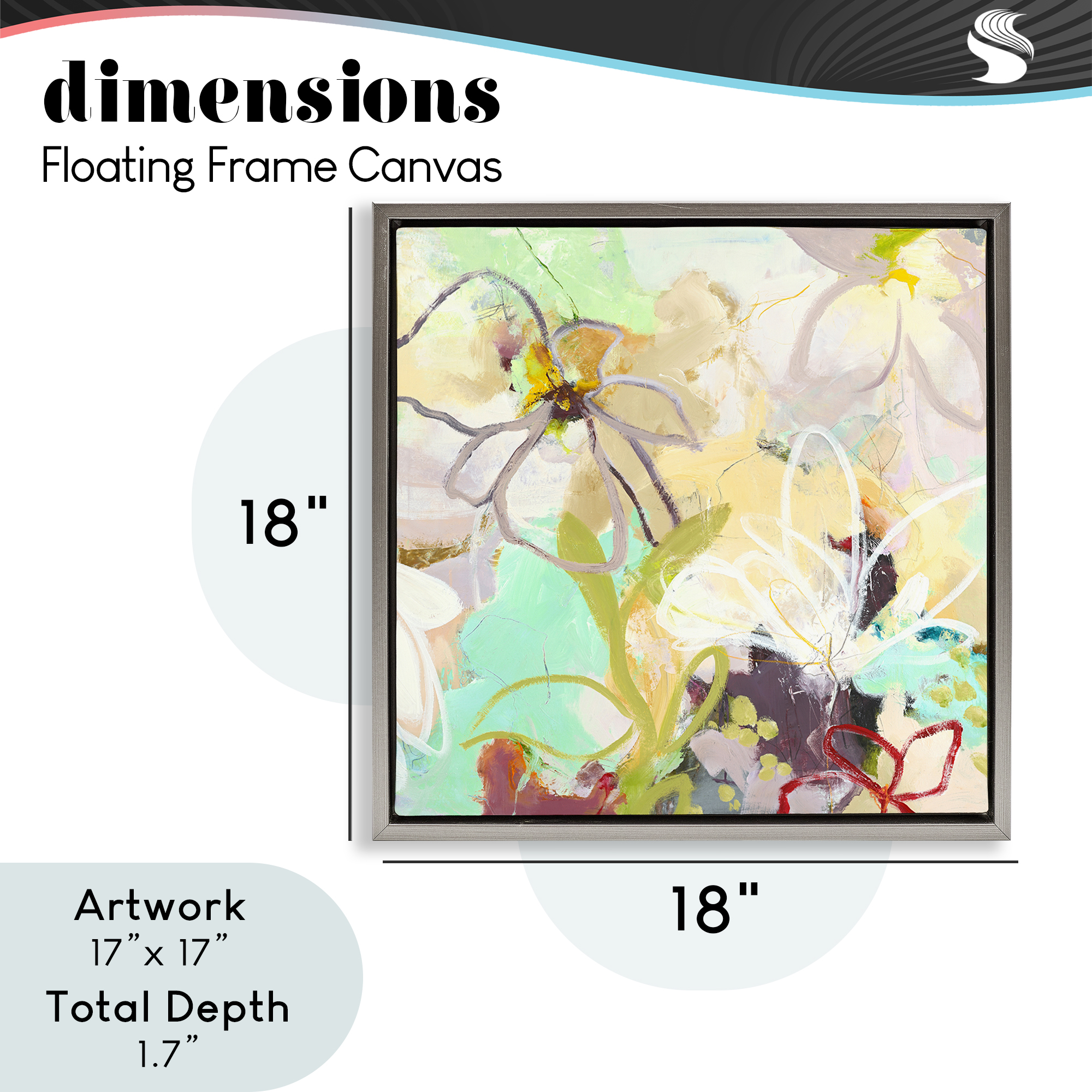Last Days Of Spring Abstract Gray Framed Floater Canvas Wall Art, design by Design Fabrikken