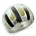 thumbnail image 1 of High-Polished 925 Sterling Silver Ring with Precious Stone Conch, Multi Color - Size 8, 1 of 1