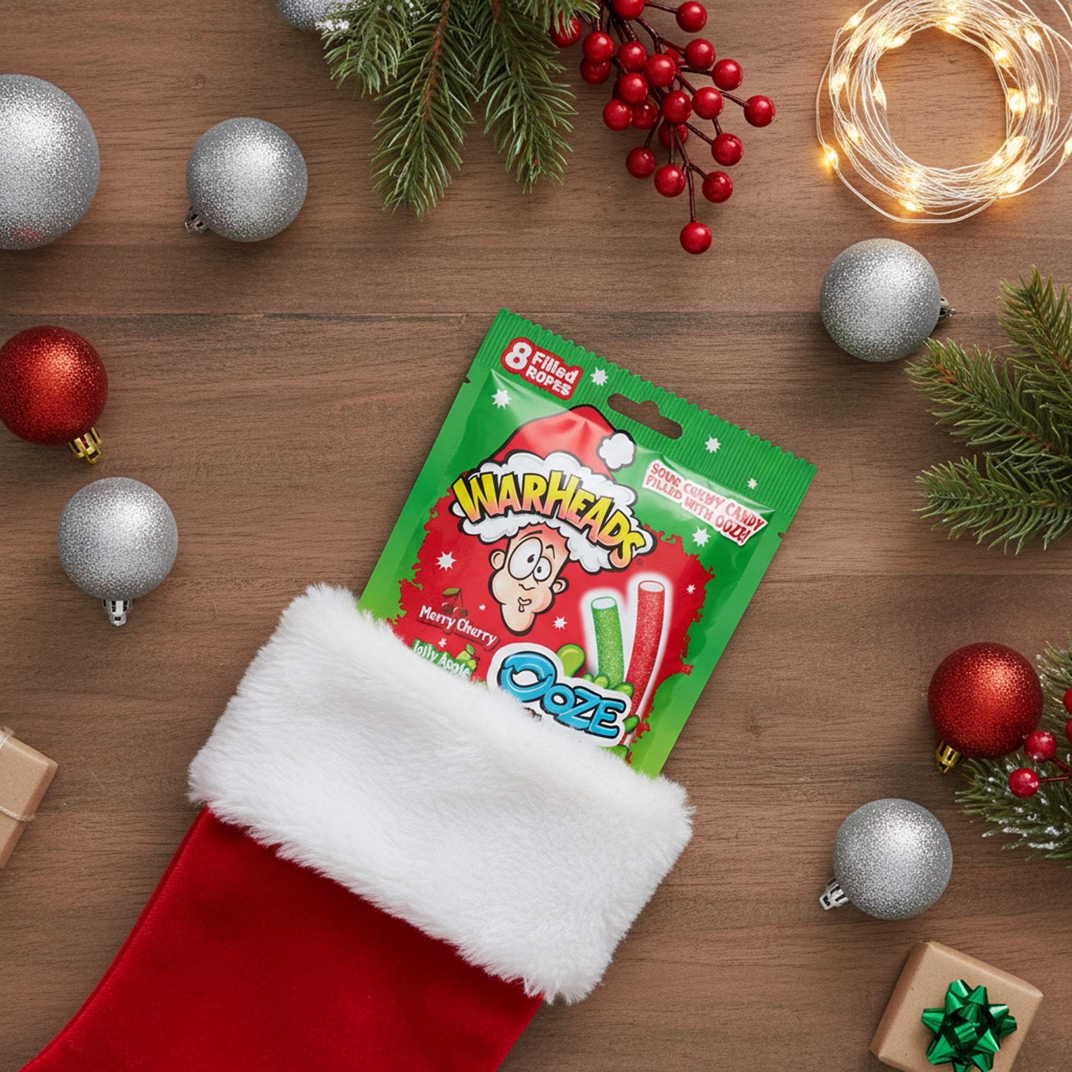 (3 pack) Warheads Ooze Chewz Holiday Candy Ropes, 3 oz
