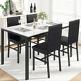 thumbnail image 2 of 5 Piece Dining Room Table Set, Modern Dining Table Sets with Black PU Leather Chairs for 4, White Faux Marble Pattern Rectangle Kitchen Table Set for Bar Living Room Breakfast Nook Small Space, 2 of 10